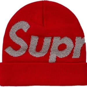 supreme big logo beanie red fw18