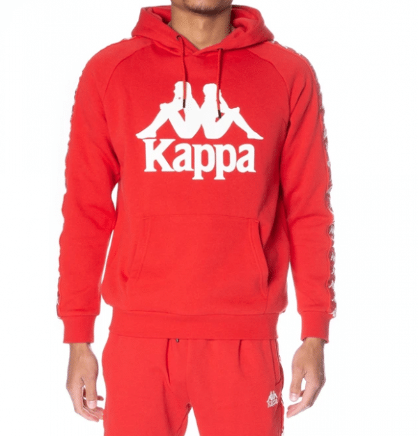 kappa authentic hurtado hoodie red blaze white antique front