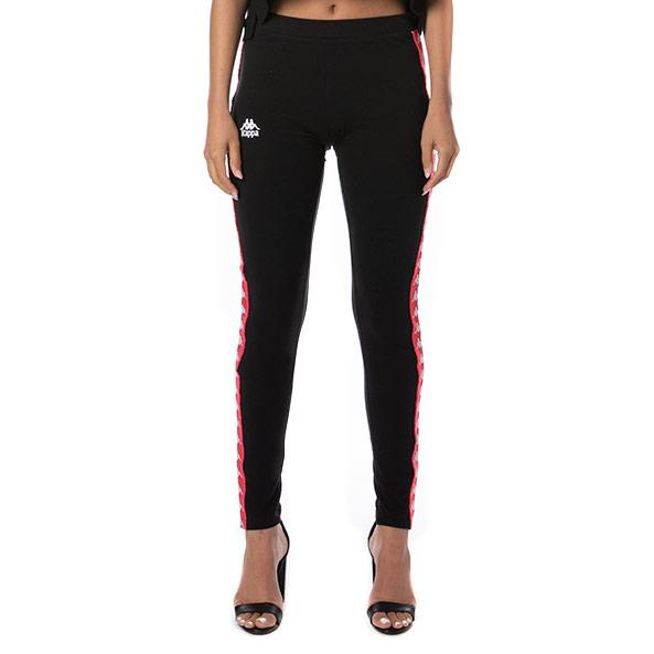 Kappa Womens Authentic Anen Leggings Black Red Fragoria Front
