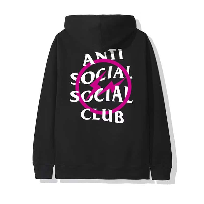 Anti Social Social Club X Fragment Pink Bolt Hoodie Back