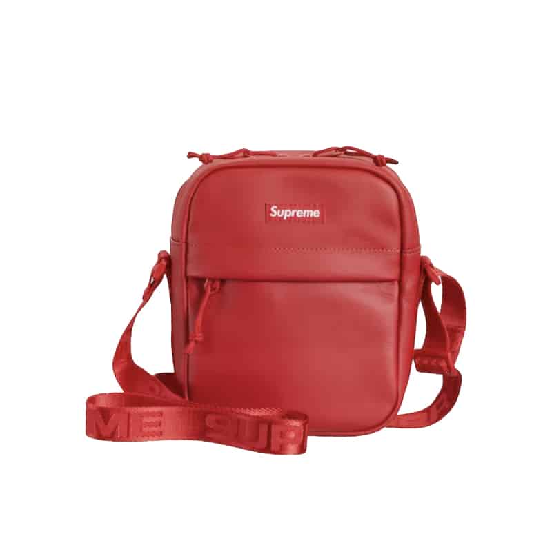 Supreme Leather Shoulder Bag Red Front