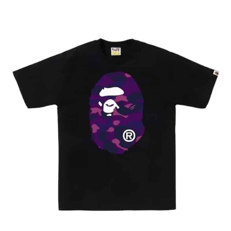 Bape Ape Head Purple Camo F/B Tee Black - Front