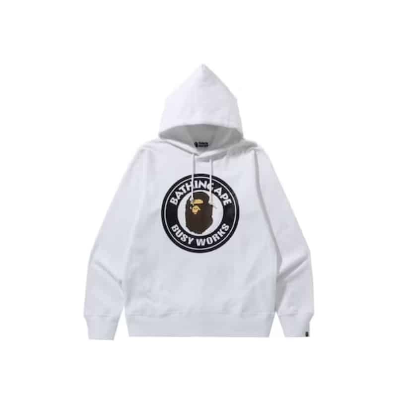Bape Busy Works Pullover Hoodie - White