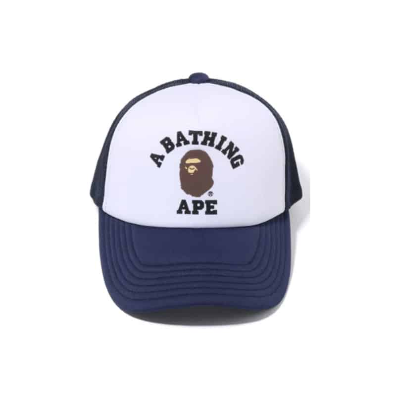 Bape 93 Arch Logo Trucker Hat - White/Navy