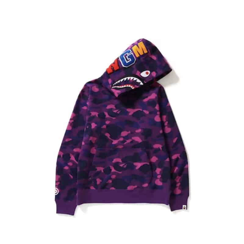 Bape Shark WGM Hoodie Purple Camo - Left