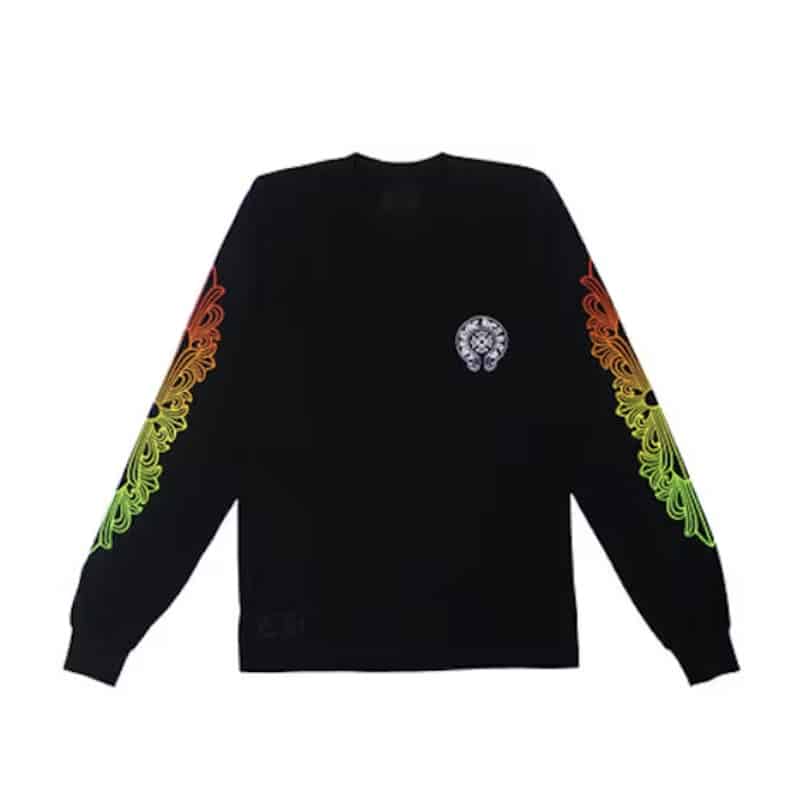 Chrome Hearts Floral Sleeve Gradient L/S Tee Black - Front