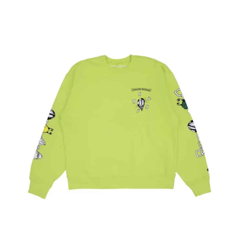 Chrome Hearts Matty Boy Link Crewneck Sweatshirt Lime Green - Front