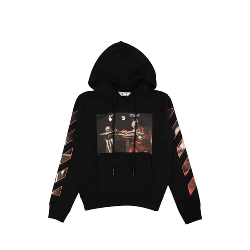 Off White Black/Red Caravaggio Hoodie 2021 Black - Front