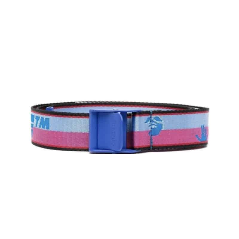 Off-White Striped Industrial Short Belt - Blue/Pink/Blue Buckle