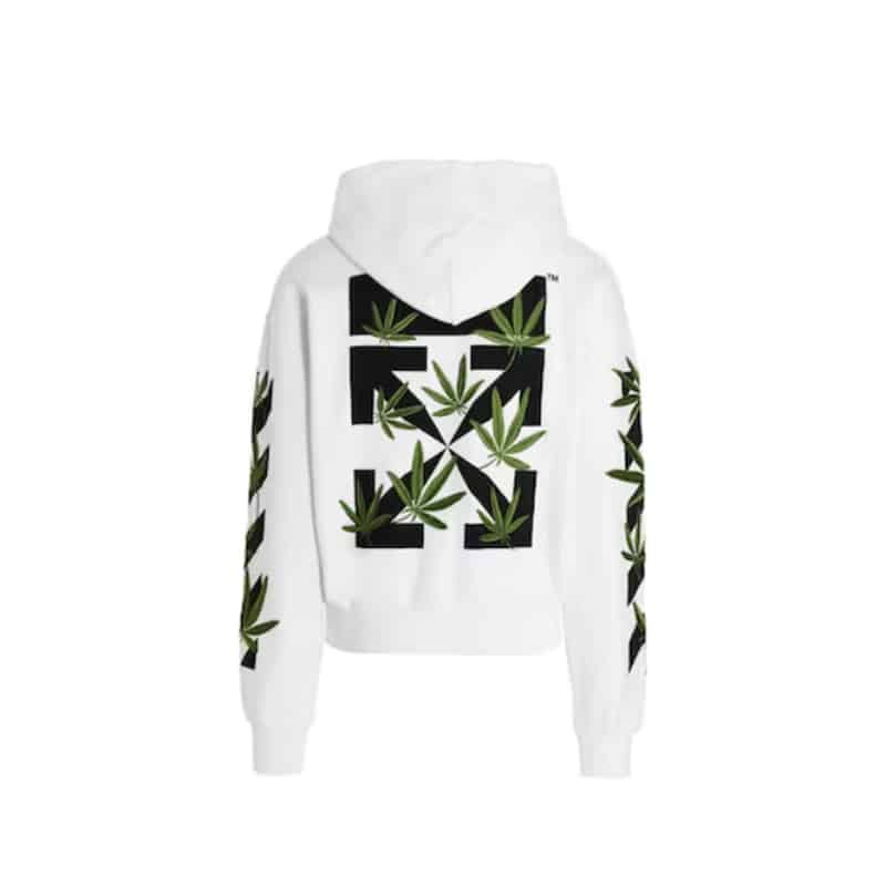 Off White Weed Arrows Hoodie White - Back