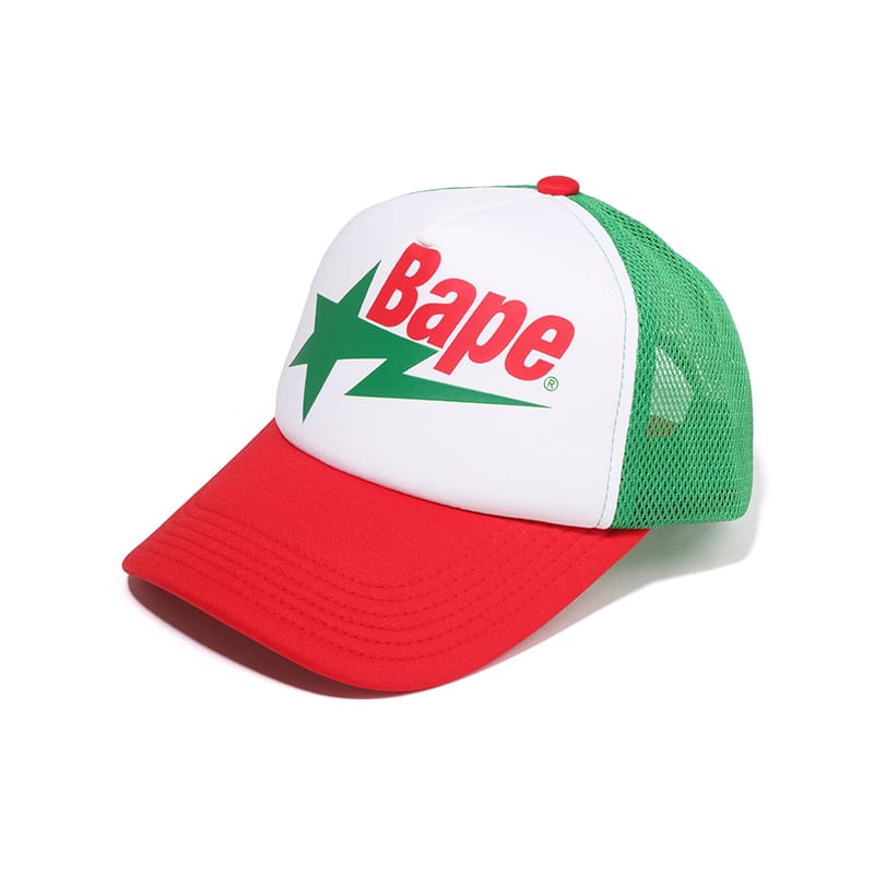 Bape Sta Logo Trucker Hat - Green/Red/White